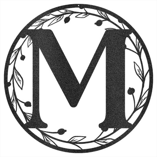 Metal Wreath Initial Steel Wall Decor