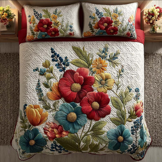 Blooming Hearth 3-Piece Quilted Bedding Set - Single (59" x 70")