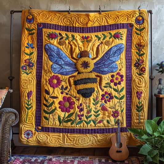 Blossom Buzz Quilted Blanket - Throw (55" x 60")