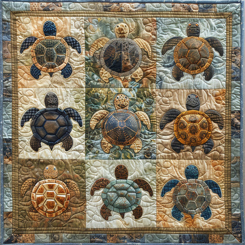 Blue Wave Turtle Dance Quilted Blanket - Throw (55" x 60")