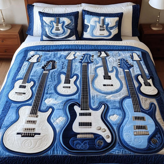 Blue Symphony 3-Piece Quilted Bedding Set - Single (59" x 70")