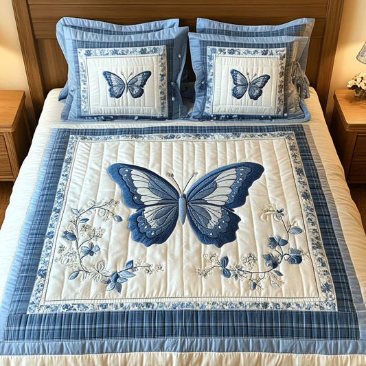 Blue Wings 3-Piece Quilted Bedding Set - Single (59" x 70")