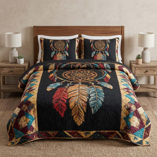 Boho Dreamcatcher 3-Piece Quilted Bedding Set - Single (59" x 70")