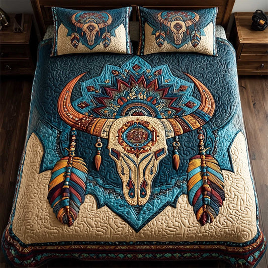 Boho Sacred Bull 3-Piece Quilted Bedding Set - Single (59" x 70")