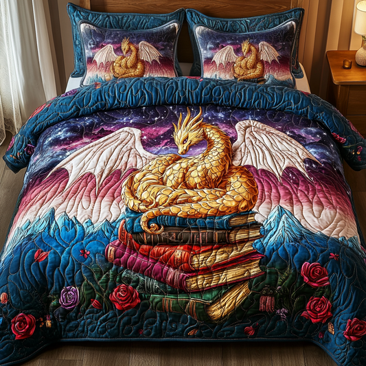 Book Hoard 3-Piece Quilted Bedding Set - Single (59" x 70")