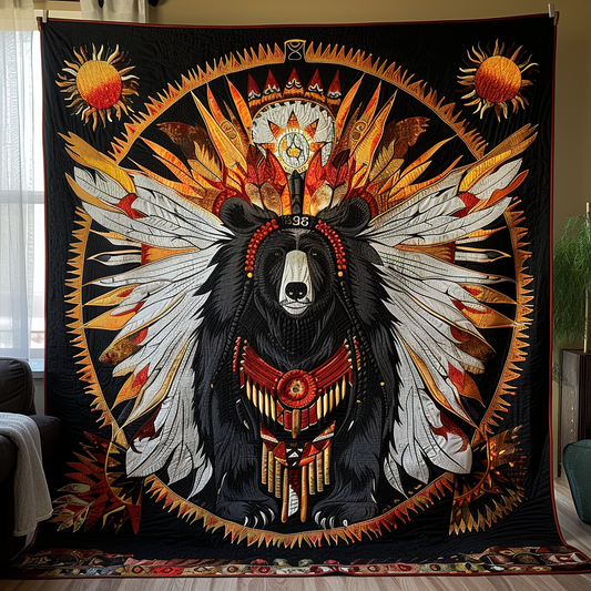 Brave General Bear Quilted Blanket - Throw (55" x 60")