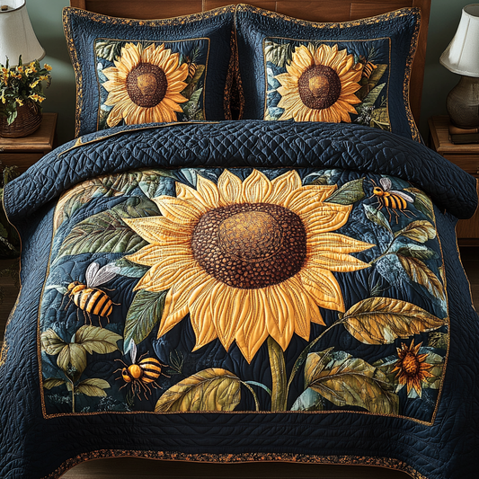 Bright Blossom Quilted Bedding Set - Single (59" x 70")
