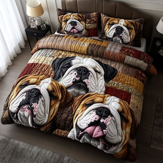 Bulldog Companion 3-Piece Quilted Bedding Set - Single (59" x 70")