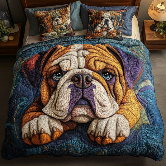 Bulldog Love Hug 3-Piece Quited Bedding Set - Single (59" x 70")