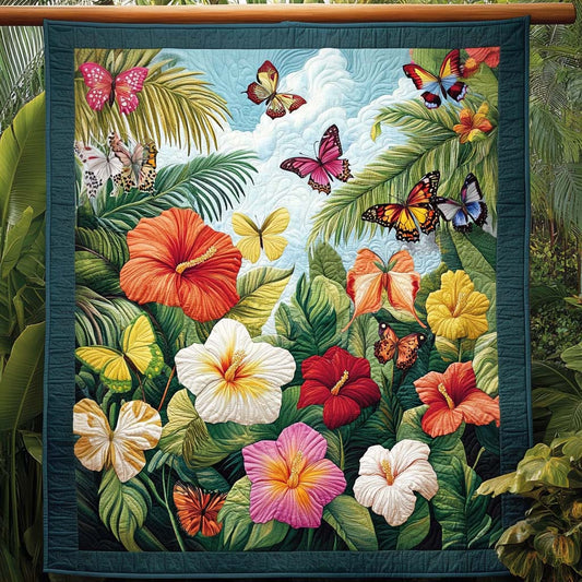 Butterfly Garden Bliss Quilted Blanket - Throw (55" x 60")