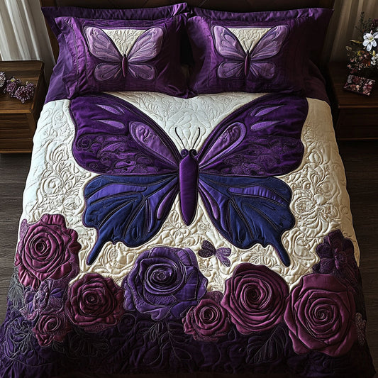 Butterfly Meadow 3-Piece Quilted Bedding Set - Single (59" x 70")