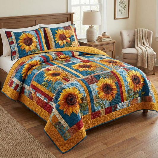 Butterfly Sunlight Garden 3-Piece Quilted Bedding Set - Single (59" x 70")