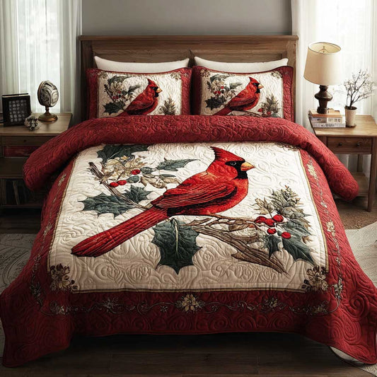 Cardinal Cozy Nest 3-Piece Quilted Bedding Set - Single (59" x 70")