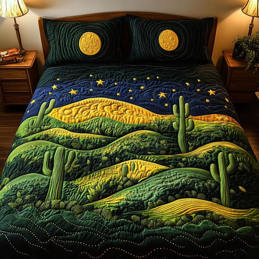 Celestial Cacti 3-Piece Quilted Bedding Set - Single (59" x 70")