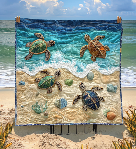 Ceramic Turtle Art Quilt Hanging - Baby (30" x 40")