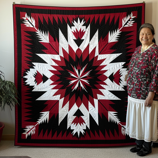 Ceremonial Feather Quilted Blanket - Throw (55" x 60")