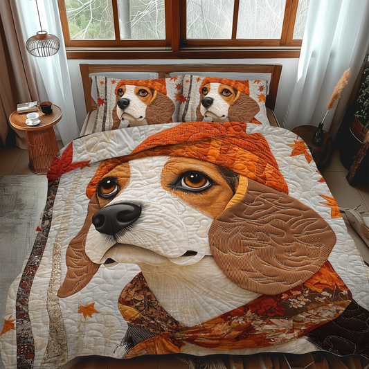 Charming Beagle 3-Piece Quilted Bedding Set - Single (59" x 70")