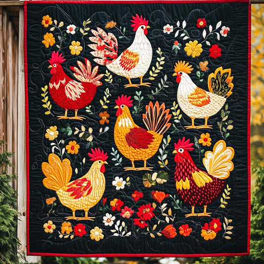 Charming Hens Quilted Blanket - Throw (55" x 60")