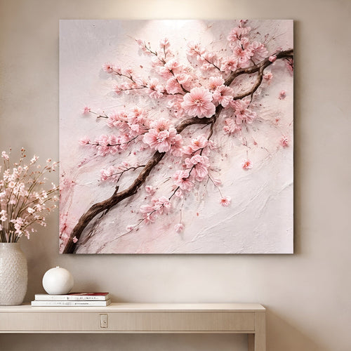 Cherry Blossom Branch — Pink On White