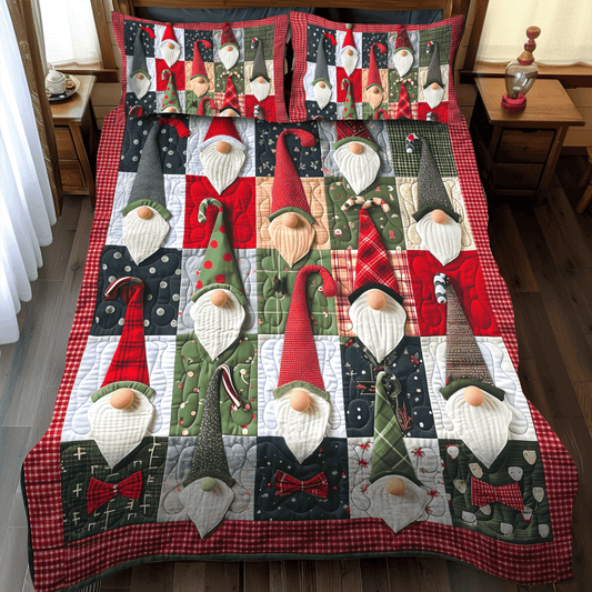 Christmas Gnome 3-Piece Quilted Bedding Set - Single (59" x 70")