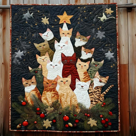 Christmas Cats Quilted Blanket - Throw (55" x 60")