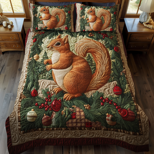 Christmas Critter 3-Piece Quilted Bedding Set - Single (59" x 70")