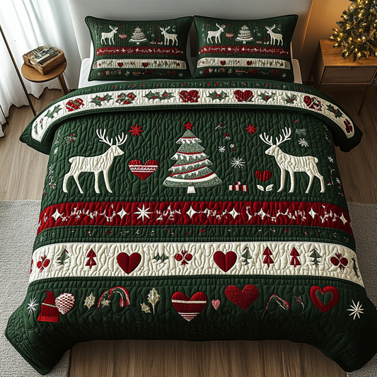 Christmas Heartland 3-Piece Quilted Bedding Set - Single (59" x 70")