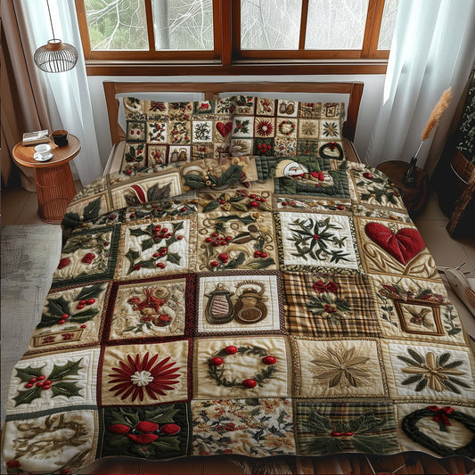 Christmas Kaleidoscope 3-Piece Quilted Bedding Set - Single (59" x 70")