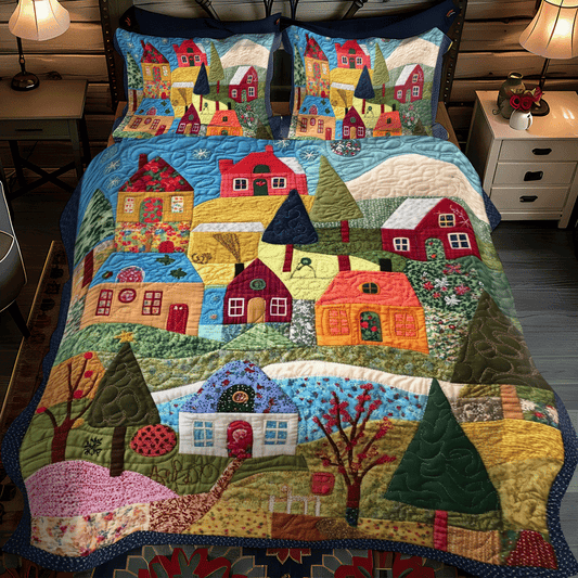Christmas Tree Delight 3-Piece Quilted Bedding Set - Single (59" x 70")