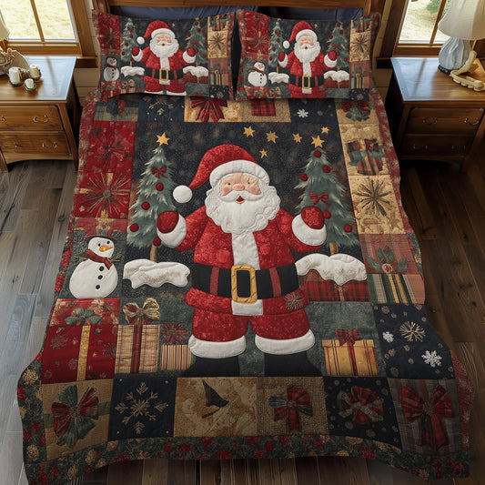 Classic Santa Charm 3-Piece Quilted Bedding Set - Single (59" x 70")