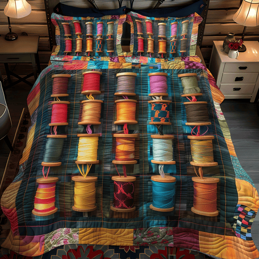 Classic Spools 3-Piece Quilted Bedding Set - Single (59" x 70")