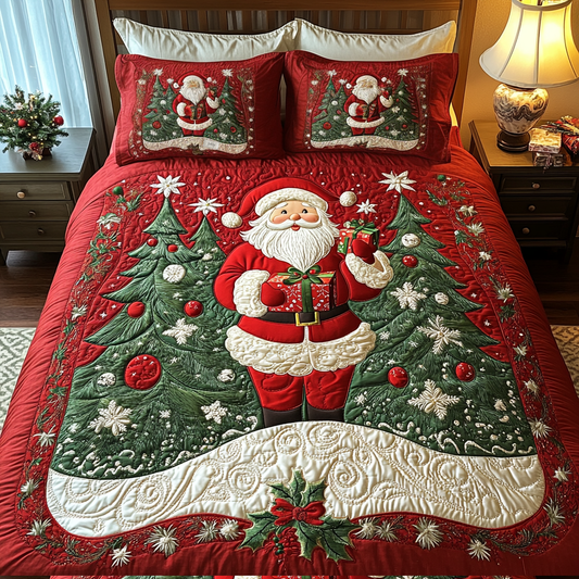 Claus Christmas Delight Quilted Bedding Set - Single (59" x 70")
