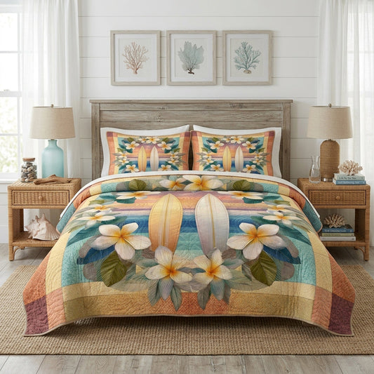 Coastal Bloom 3-Piece Quilted Bedding Set - Single (59" x 70")