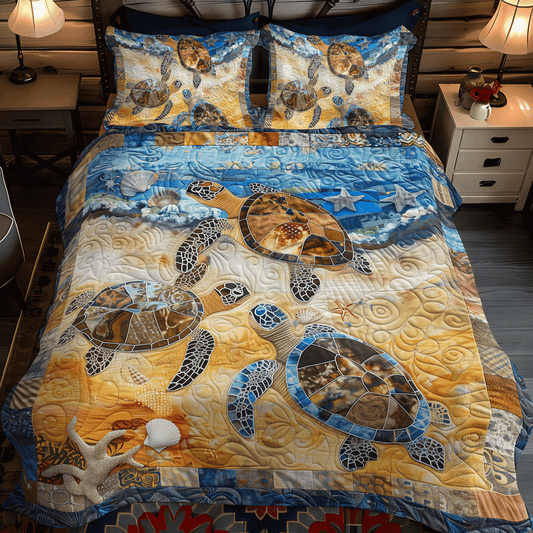 Coastal Crawl 3-Piece Quilted Bedding Set - Single (59" x 70")