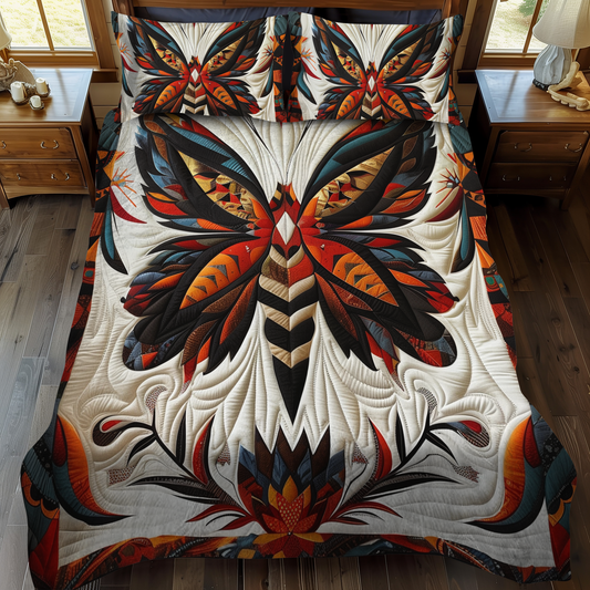 Colorful Butterfly 3-Piece Quilted Bedding Set - Single (59" x 70")