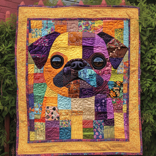 Colorful Pug Love Quilted Blanket - Throw (55" x 60")