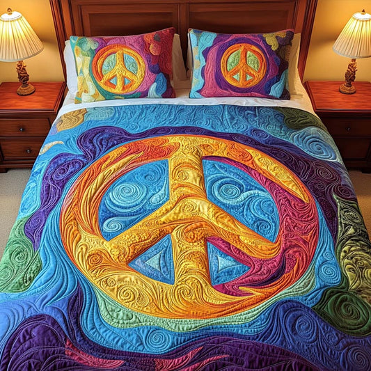 Colorful Tranquility 3-Piece Quilted Bedding Set - Single (59" x 70")