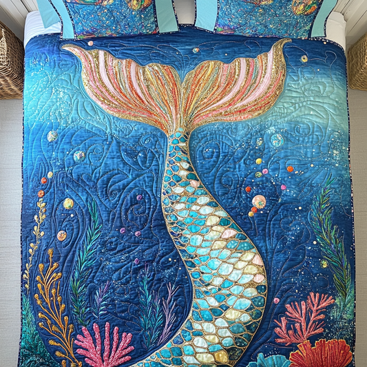 Coral Reef Wanderers Quilted Bedding Set - Single (59" x 70")