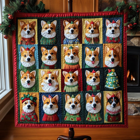 Corgi Christmas Parade Quilted Blanket - Throw (55" x 60")
