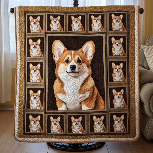 Corgi Delight Quilted Blanket - Throw (55" x 60")