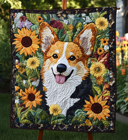 Corgi Garden Joy Quilted Blanket - Throw (55" x 60")