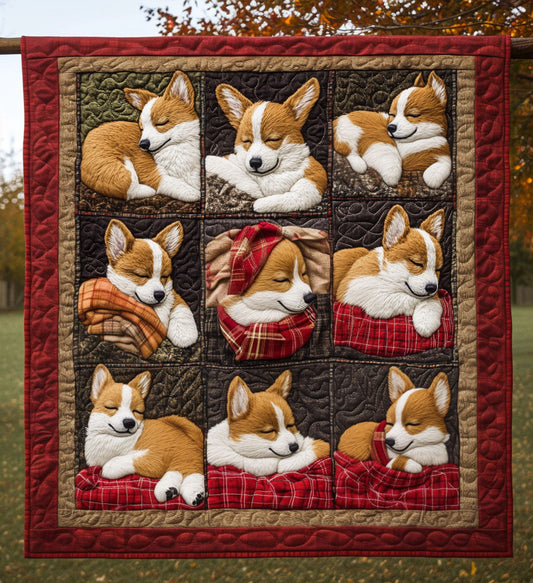 Corgi Joyride Quilted Blanket - Throw (55" x 60")