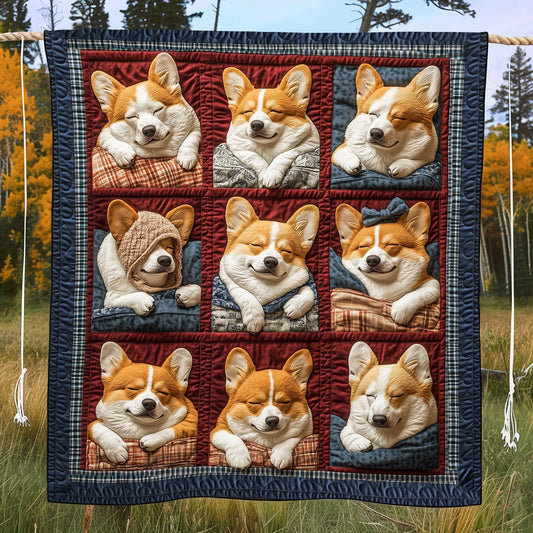 Corgi Smiles Quilted Blanket - Throw (55" x 60")