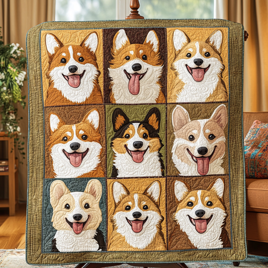 Corgi Smiles Quilted Blanket - Throw (55" x 60")