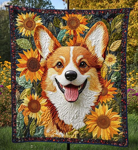 Corgi Sunshine Smiles Quilted Blanket - Throw (55" x 60")