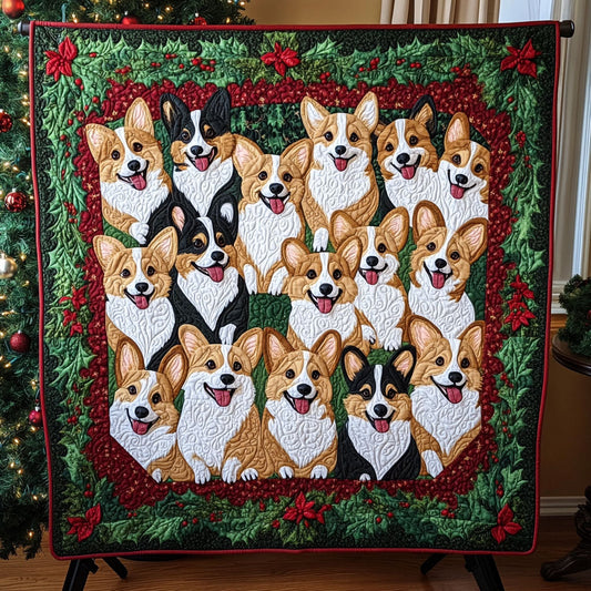 Corgi Winter Bliss Quilted Blanket - Throw (55" x 60")