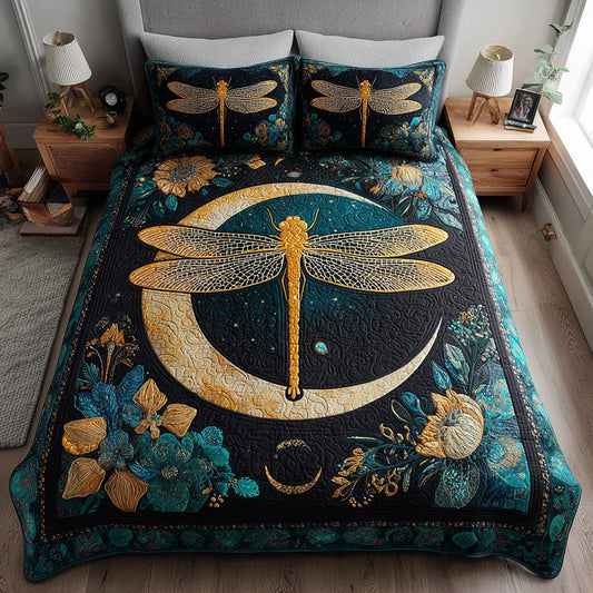 Cosmic Dragonfly 3-Piece Quilted Bedding Set - Single (59" x 70")