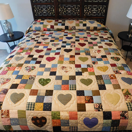 Cottagecore Heart Quilted Blanket - Throw (55" x 60")