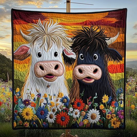Country Cow Charm Quilted Blanket - Throw (55" x 60")
