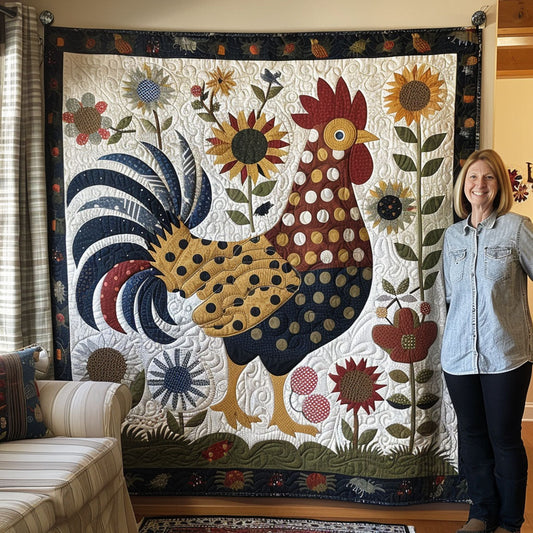 Countryside Cluck Quilted Blanket - Throw (55" x 60")
